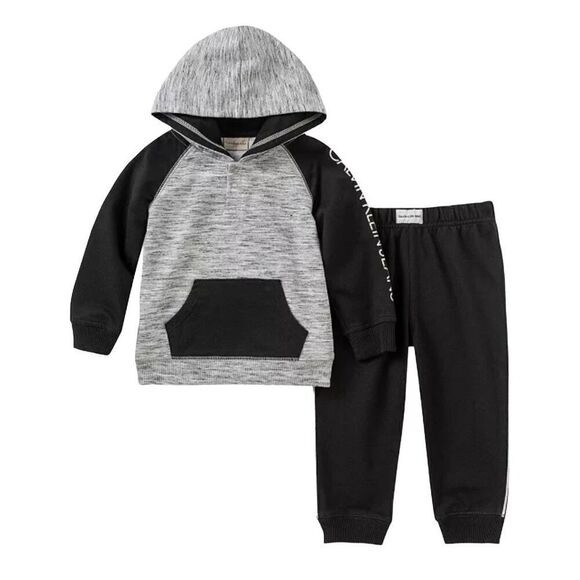 Calvin Klein Other - Calvin Klein Toddler 2-piece Grey Black Sweatsuit Hoodie Jogger Size 18 Months